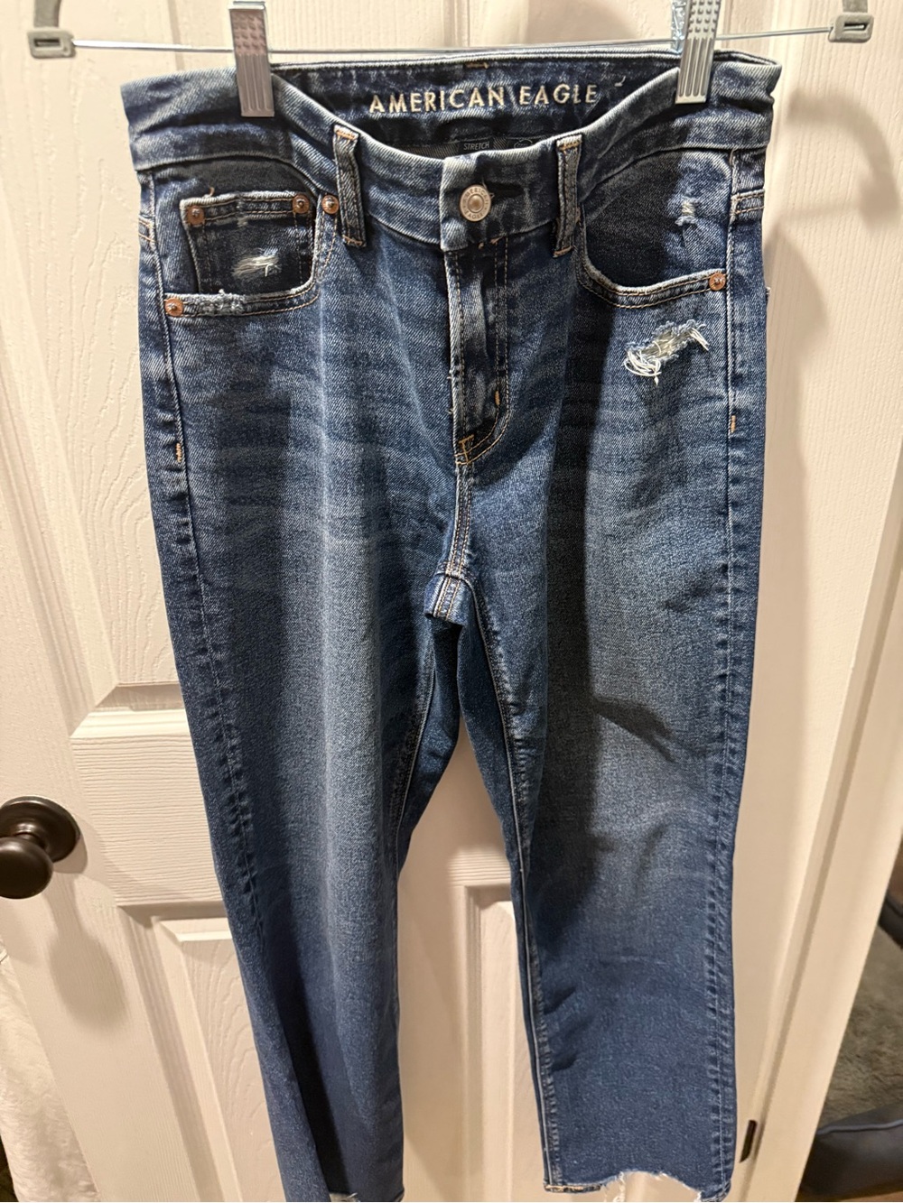 American Eagle Outfitters Women's Distressed Mid-Blue Skinny Jeans